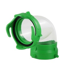 Clear 90 Degree Camper & RV Sewer Hose Fitting Features a Lug Fitting and 4 Bayonet Prongs