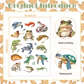 Papiailove Reptile Temporary Tattoos Stickers, Animals Tattoo Stickers for Kids, Birthday Party Favors Goodie Bag Fillers Supplies Decorations, Classroom School Prizes Rewards Gifts(6 Sheets)