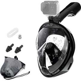 Roczential Full Face Snorkel Mask, Snorkel Mask, with Removable Snorkeling Holder, Collapsible. 180° Field of Vision Diving Mask, Anti-Fog and Anti-Leakage Adult Diving Equipment （ L-XL）