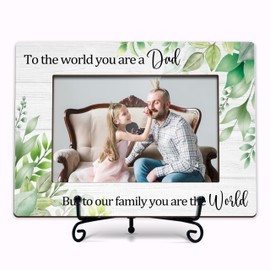 TIOFUNO Dad Picture Frame, First Father's Day Photo Frame Gifts from Daughter Son, Birthday Gift for Daddy, Greenery Wood 4x6 Frames with Iron Stand for Table Decor-C08