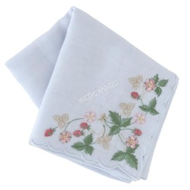 Wedgwood 260466-0002-02 Wild Strawberry Gauze Handkerchief (Blue) [100% Cotton] Women's Women's Approx. 18.1 inches (46 cm), blue