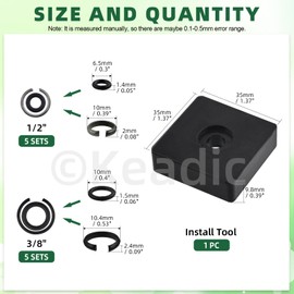 Keadic 10 Set Impact Wrench Retainer Rings with O-Ring, 1/2” 3/8" Impact Retaining Ring Clip Friction Rings with Retainer Ring Anvil Install Tool for Electric/Pneumatic Type