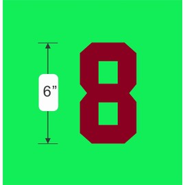 Numbers Kit(0-9),6" Tall for Sports T-Shirt Jersey Football Baseball,Iron On, Heat Transfer, Team,t-Shirt(Style A) (Burgundy(0-9))