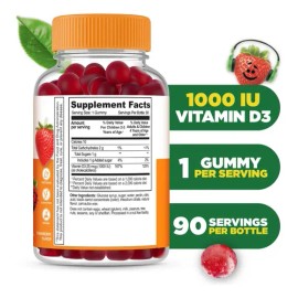 Lifeable Gomitas Vitamina D3 Niños 1000 Ui Sabor Fresa 90