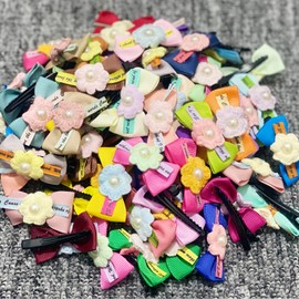 DORUI 70 Pcs Dog Hair Bows, Cute Hair Alligator Clip Bowknot with Pearl for Puppy Yorkie Small Pet Grooming Hair Accessories(70 Pcs Alligator Clip Pearls)