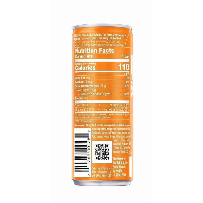 Red Bull Amber Edition Strawberry Apricot Energy Drink, 8.4 Fl