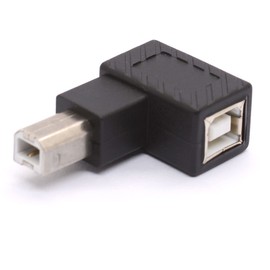 USB B 2.0 Adapter, USB 2.0 Type-B Printer Adapter, 90 Degree Angle USB 2.0 Type-B Male to Female Printer Adapter for Printer, Scanner, Fax Machine, Mobile HDD(Right 2Pcs)