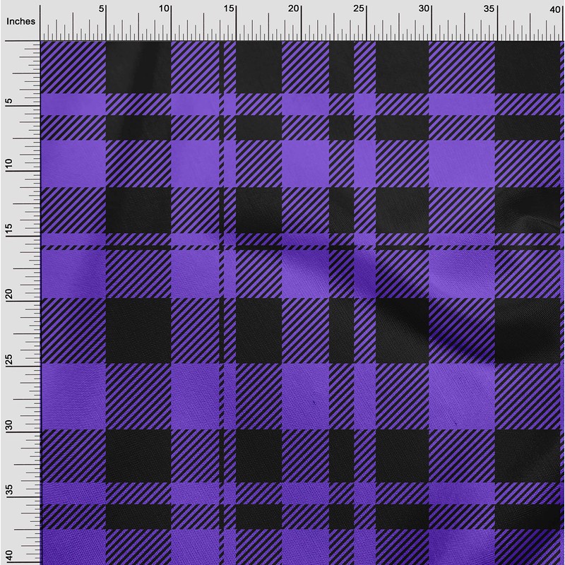 oneOone Rayon Medium Purple Fabric Tartan Sewing Craft Projects Fabric