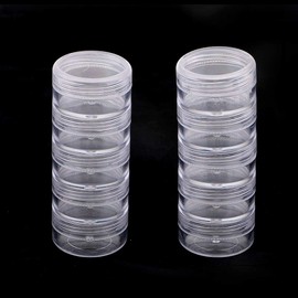 Clear Empty 10 Gram/ 10ML Plastic Pot Jars, Cosmetic Containers With Lids, Stackable, 10 Boxes, Jewelry Bead Storage Container Box
