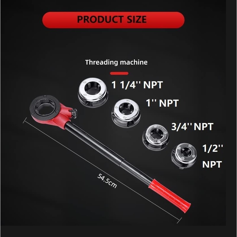 Pipe Threader kit, Manual Plumber Pipe Threading Set, Ratcheting Pipe