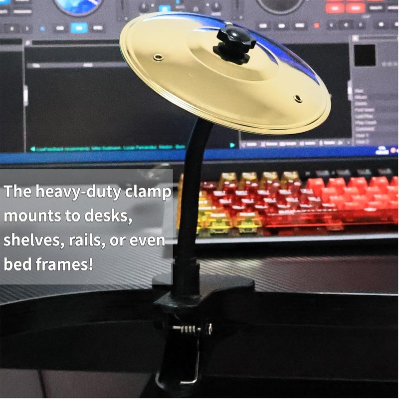 Desktop Cymbal with Clamp Mount - Portable Metal Percussion Instrument