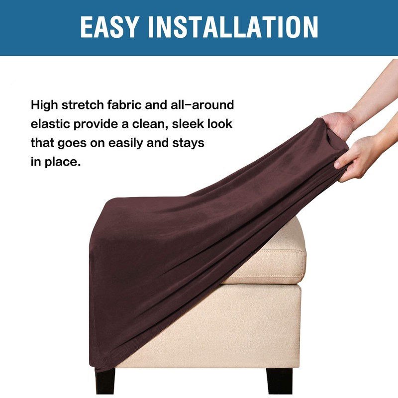 DKSLIPGO Velvet Square Ottoman Covers Slipcover Square Footstool Protector Covers