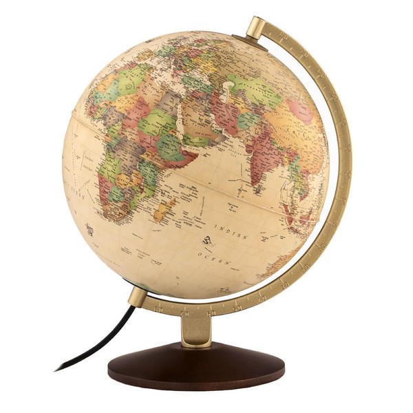 Waypoint Geographic Little Journey Globe, 10" Illuminated Antique Ocean-Style World Globe, Up-to-Date Globe, Durable Design, Reference Globe, Complements Any Home or Office Decor