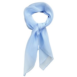 TigerTie Fine Women's Chiffon Velour Scarf in Plain Colour 58 cm x 58 cm - light blue