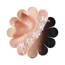 Yheakne Vintage Crystal Star Ear Cuff Wrap Earrings Silver Star Wrap Cuff Earrings Rhinestone Star Climber Crawler Earrings Cz Star Ear Climber Earrings Jewelry for Women