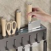 Wall-Mounted Kitchen Organizer - Knife & Utensil Holder with Hooks