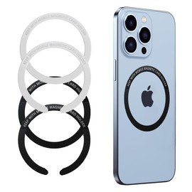 Smart Good, Mag-Safe Compatible Metal Ring, Magnetically Enhanced, Universal Ring, Mag-Safe Seal, Mag-Safe Seal, Mag-Safe Charging, Wireless Charging, C Shape, White, 2 Pieces Included