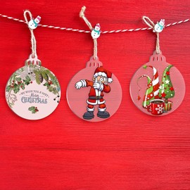 Christmas Acrylic Baubles Blanks, 18 Pcs 3 Inch/7.5 cm Clear Round Acrylic Hanging Christmas Tree Decoration Ornament Bauble DIY Blank with Red Ribbon