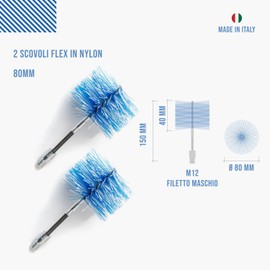 BARETTO 2 Replacement Flex Brushes for Your Pellet Stove Cleaning Kit, Set of 2 Nylon Flex Brushes, Suitable for Cleaning Flue Pipes with Curves (80 mm)