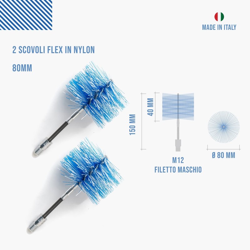 BARETTO 2 Replacement Flex Brushes for Your Pellet Stove Cleaning