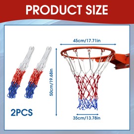 Pack of 2 Basketball Net, 3 Colours Basketball Net, Weatherproof Basketball Replacement Net, Basketball Hoop Nets, Standard Size, Sports Basketball Hoop Net, All Weather Ball Net for Indoor, Outdoor