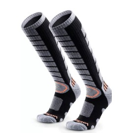 WEIERYA Ski Socks 2 Pairs Pack, CHOOSE YOUR SIZE & COLOR! - Black, M