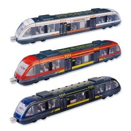 VBACALA Alloy Train Toy for Children from 3 Years, High-Speed Train Models Made of Die-Cast Metal with Wheels and Hooks, Pack of 3 Locomotive Subway Toy for Children's Day Birthday