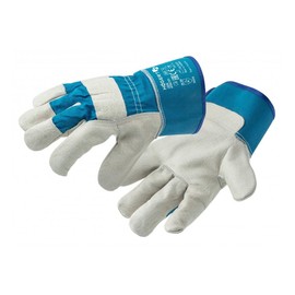 Högert Technik LEINE Canadian Leather Gloves, Canadian Cowhide Leather, Blue, Size 8, Abrasion-Resistant and Reinforced, Ideal for Demanding Work