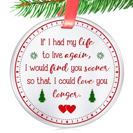 Elegant Chef Romantic Love Gift Christmas Ornament- If I Had My Life to Live Over Again I Would Find You Sooner- Tree Hanging Keepsake for Husband Boyfriend Newlywed