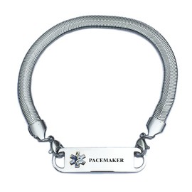 Pre-Engraved Chevron Pattern "Pacemaker" Medical ID Bracelets for Women