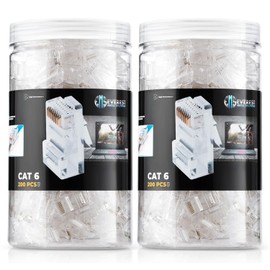 Everest Cat6 RJ45 Pass Through Connector 400-Pack - EZ Cat 6 Pass Through RJ45 Connectors - cat 6 connectors - Ethernet Connector - Ethernet Plug - for Solid or Stranded UTP Network Cable