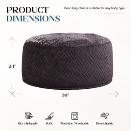 Hobestluk Bean Bag Chairs Adults Beanbag Chair with Filler Large Bean Bags with Fluffy Embossed Cover, Giant Bean Bag Chairs for Adults (Dark Grey, 5FT - 50” x 50” x 24”)