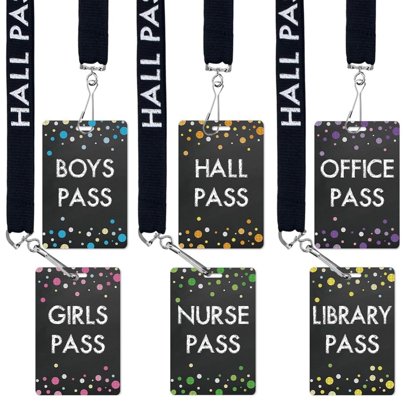 Ceiba Tree Chalkboard Hall Pass Lanyards – Set of 6