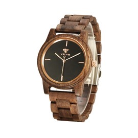 VICVS Wooden Watches for Men and Women, Natural Walnut/Olive Wood Japanese Quartz Chronograph, Adjustable Strap, Military Sports and Leisure (Zebra-1)