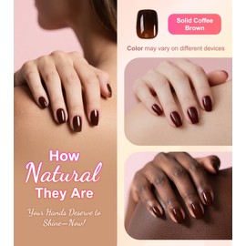 Morily Burgundy Press on Nails Short, Square Shaped Gloosy Fake Stick on Nails for Women in 16 Sizes, 32 Pcs Reusable Full Cover Artificial False Fingernails