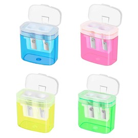 4 PCS Pencil Sharpeners - Manual Pencil Sharpeners with Cover Handheld Dual Hole Pencil Sharpeners for Kids Students School Office Home Supply