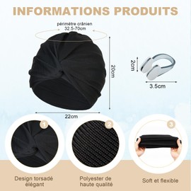 ZYNERY Swim Cap Swimming Cap for Women Swim Cap Swimming Cap Swimming Pool Turban Swimming Band Stretchy Fabric Swimming Cap for Women Long Hair Adult (Black)