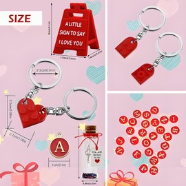 JOAWSOME Heart Keychain Set for Couples With Mini Sign Valentine's Decoration Gift Bottle, Valentines Birthday Anniversary Present Gifts Wife Husband (Heart 02)