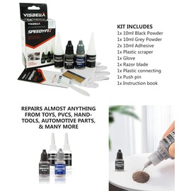 Visbella 7 Seconds Speedy Fix Strong Instant Adhesive & Filling Powders Reinforcing Waterproof Super Repair Glue Fix for Metal Surfaces & Hard Plastic Products (Black&Grey 4PC)