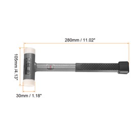 HARFINGTON 16oz Dead Blow Mallet 11.02" Double-Faced Nylon Head Alloy Steel Grip Non-Recoiling Mallet for Home Improvement Polished Surfaces Building Materials Equipment Installation, Black