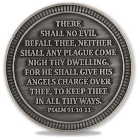 Saint Michael The Archangel Challenge Coin with Clear Protective Case - Winged Angel Design, Inspirational Bible Verse Psalm 91:10-11, Metal Finish, Perfect for Protection and Faith