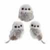 Kurt Adler 3 pc Adorable Furry Gray and White Owl