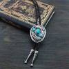 QUKE Blue Natural Turquoise Flower Pattern Bolo Tie Western Cowboy