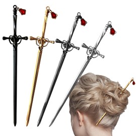 HERSAUL Hair Chopsticks for Women Chinese Hair Sticks for Buns Vintage Sword Hair Pin Metal Sword Hair Stick Chinese Hanfu Accessories(4Pcs)