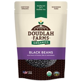Organic Dried Black Beans 1 lb, Unsalted, Low-Sodium, Non-GMO, Farmed From Regenerative Soil, Tested Clean Certified – Rich in Fiber & Protein – Perfect for Soups, Burritos, Salads & Chili by Doudlah Farms