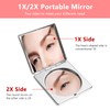 HAPUTDY Mini espejo de maquillaje elegante, portátil 1X/2X lupa (plata)