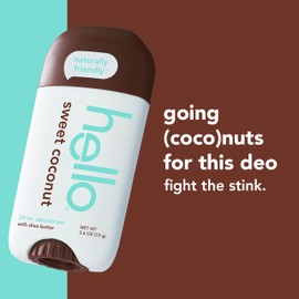 hello hello Sweet Coconut Deodorant With Shea Butter for Women + Men, Aluminum Free, Baking Soda Free, Parabens Free, 24 Hour Odor Protection, 2.6 Ounce, 2 Pack