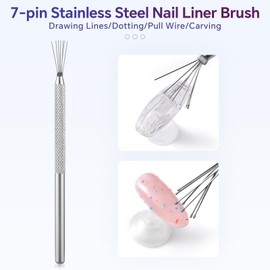 siyuwuro 3Pcs 7-pin Nail Liner Tool Nail Art Pen Bendable Ultra-thin Stripe Nail Brush, Drawing Dotting Sculpting Manicure Styling Tool, for Home DIY Nail Salon (3PCS)