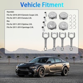 INGKAN G4KH 2.0T Engine Pistons & Connecting Rod 8Pcs Fits for Hyundai Genesis Coupe/Sonata, Kia Optima/Sportage 2011 2012 2013 2014 2.0L Turbo OE 23410-2G410 23510-2G440 23413-2C400