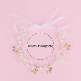 GAFATORY Flower Girl Headpiece Pearl Headband for Girls Bridal Flower Headband Wedding Headpiece for Bride Floral Hair Accessory First Communion
